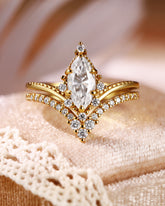 ESTELLE Marquise & V Shaped Moissanite Bridal Set Ring